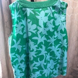 Sleeveless green and blue top, 2X